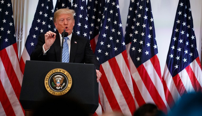 President Donald Trump speaks during a news conference at the Lotte New York Palace hotel during the United Nations General Assembly, Wednesday, Sept. 26, 2018, in New York. 