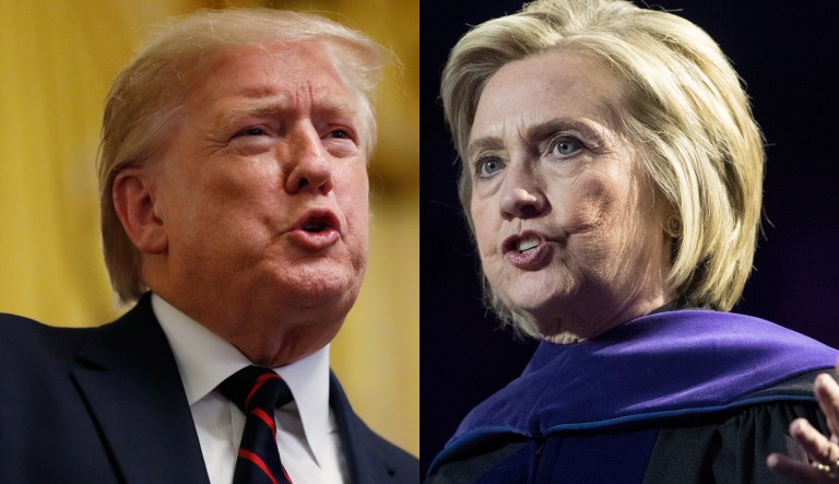 Pictured are Donald Trump, left, and Hillary Clinton, right.