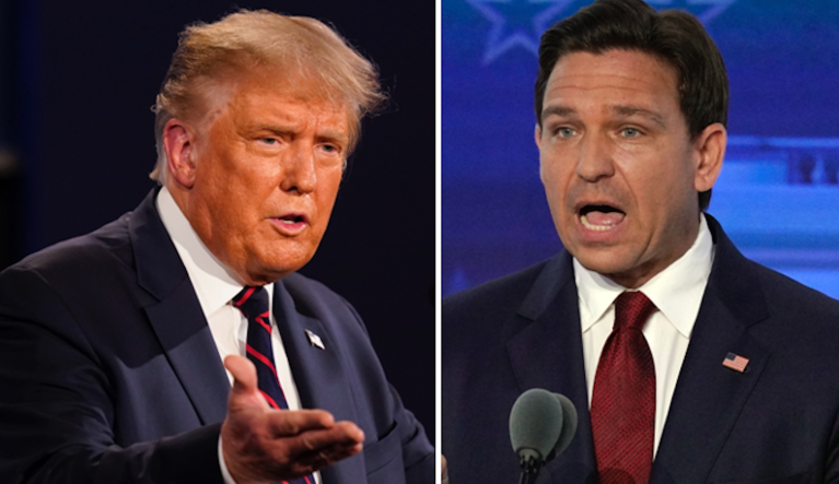 Former President Donald Trump (left) and Gov. Ron DeSantis (R-FL).