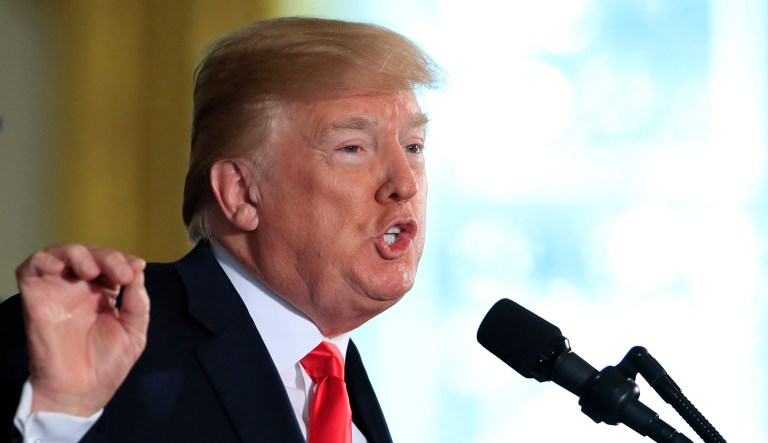 President Donald Trump speaks during a Wounded Warrior event in the East Room of the White House in Washington, Thursday, April 26, 2018.