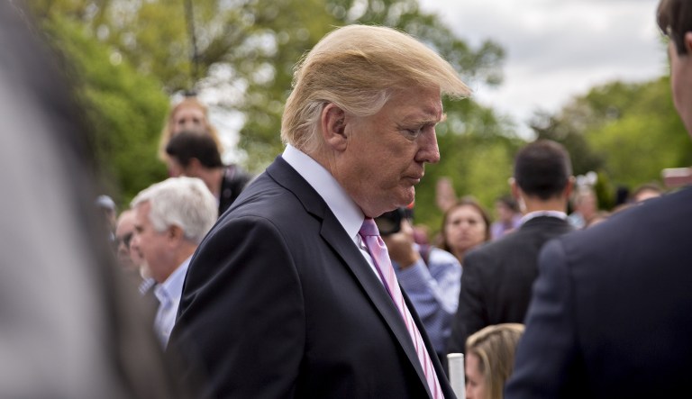 U.S. President Donald Trump leaves after participating in the Easter Egg Roll on the South Lawn of the White House in Washington, D.C., U.S., on Monday, April 22, 2019. TrumpÂ used the opportunity of the event to address some of his youngest supporters about one of his signature policy initiatives: building a wall on the southern U.S. border.