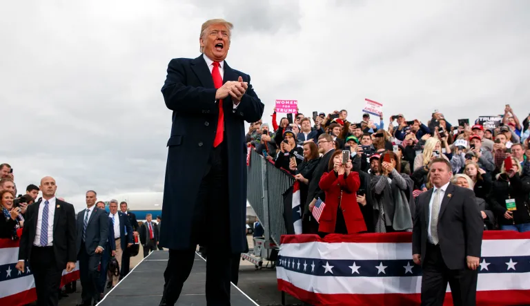 President Donald Trump arrives to speak at a campaign rally at Huntington Tri-State Airport, Friday, Nov. 2, 2018, in Huntington, W.Va.
