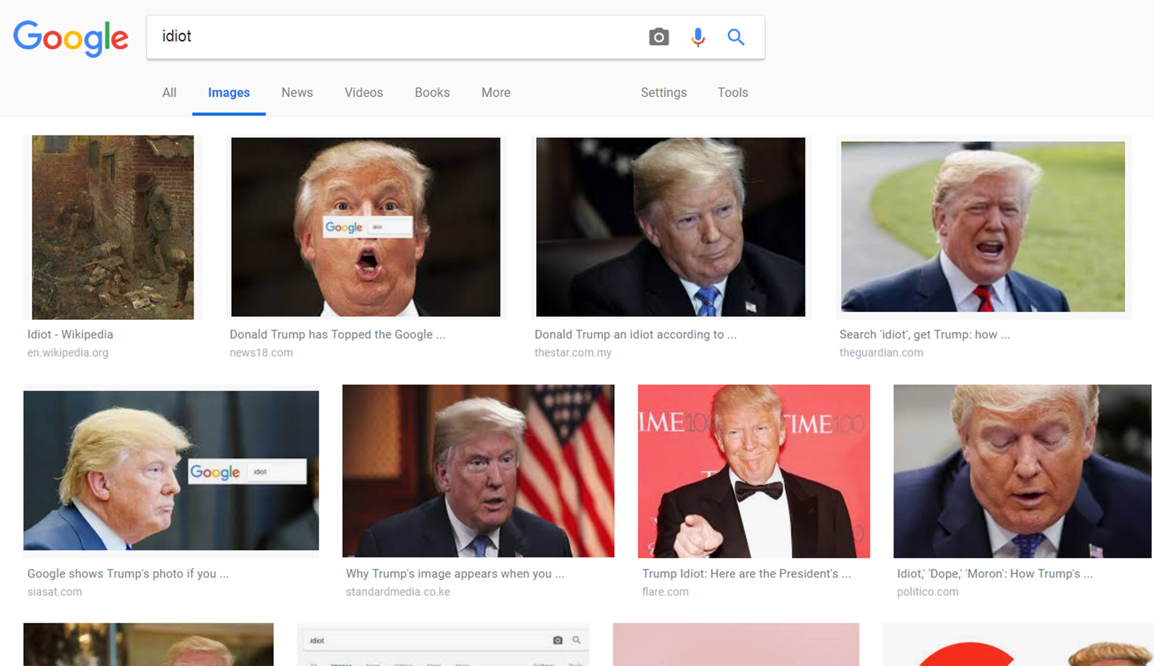 This is why Google shows pictures of Trump when people search ‘idiot’
