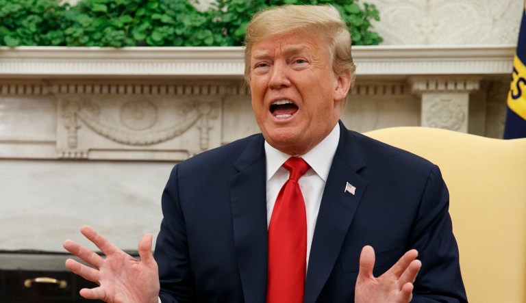 King Abdullah II of Jordan listens as President Donald Trump speaks during a meeting in the Oval Office of the White House, Monday, June 25, 2018, in Washington. 


 