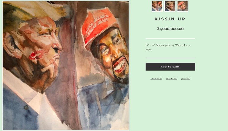 Why this rural artist is selling a painting of Trump and Kanye West for $1 million
