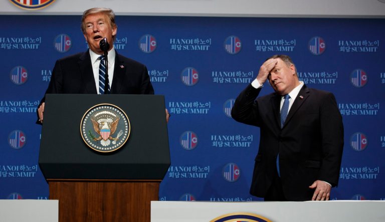 President Trump speaks during a news conference after a summit with North Korean leader Kim Jong Un, Thursday, Feb. 28, 2019, in Hanoi.