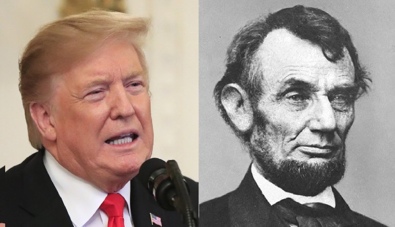 Presidents Trump and Lincoln.