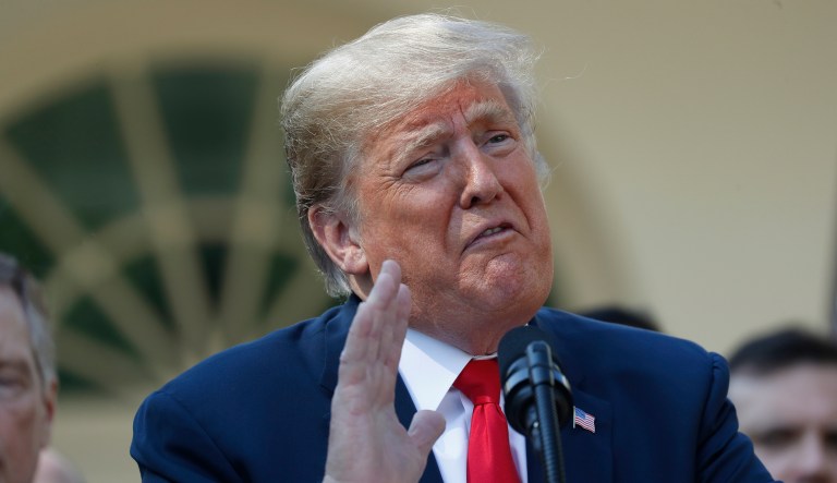 President Donald Trump speaks about Supreme Court nominee Judge Brett Kavanaugh in the Rose Garden of the White House in Washington, Monday, Oct. 1, 2018. 