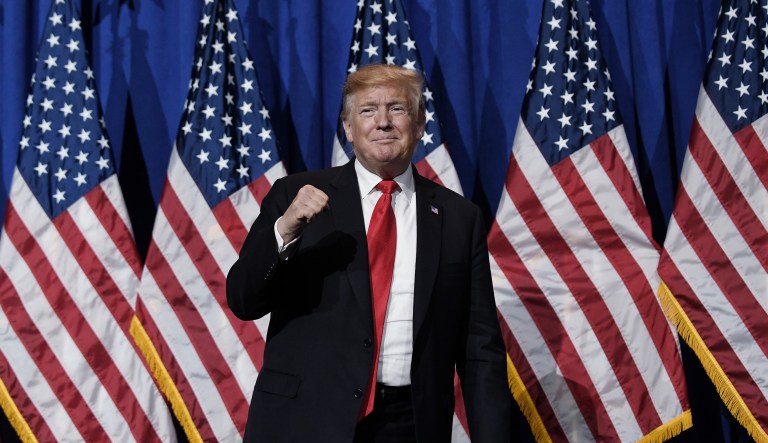 U.S. President Donald Trump arrives to speak at the National Association of Realtors Legislative Meeting and Trade Expo in Washington, D.C., U.S., on Friday, May 17, 2019.