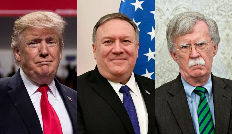 Donald Trump, Mike Pompeo, John Bolton.