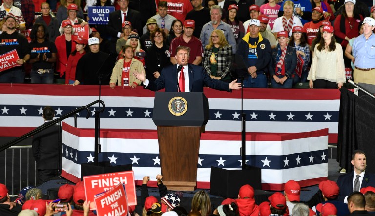 President Donald Trump speaks during a rally at the El Paso County Coliseum, Monday, Feb. 11, 2019, in El Paso, Texas.