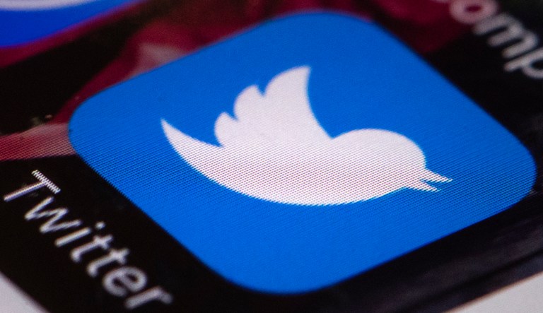 A Twitter mobile phone icon in Philadelphia, Wednesday, April 26, 2017.