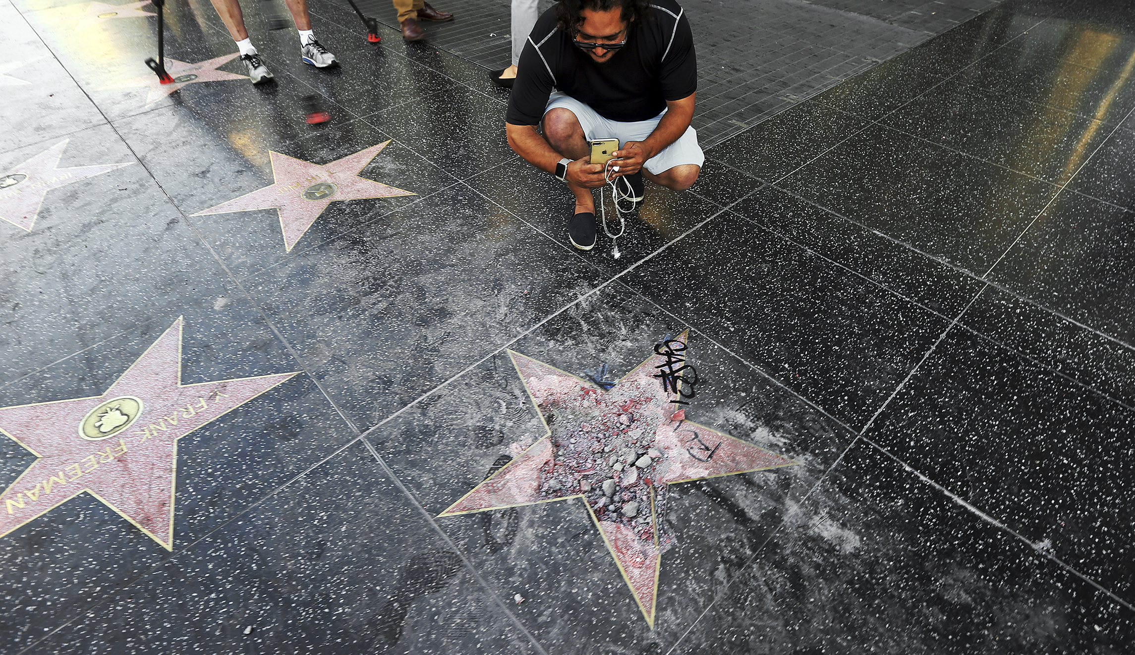 LAPD arrest man after second brawl at Trump’s Hollywood Walk of Fame star