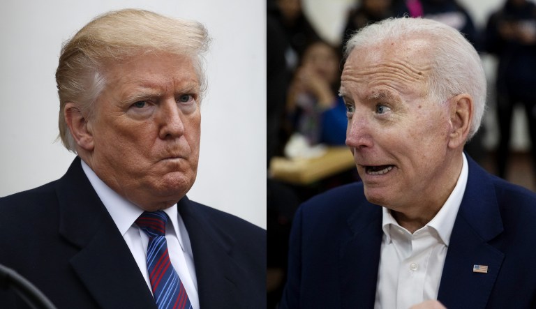 Donald Trump and Joe Biden are pictured.