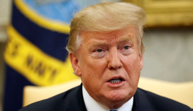 In this March 6, 2019, photo, President Trump speaks in the Oval Office of the White House in Washington. 