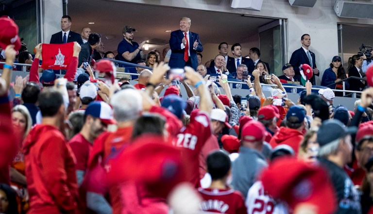 Fans chant ‘lock him up’ when Trump announced at World Series