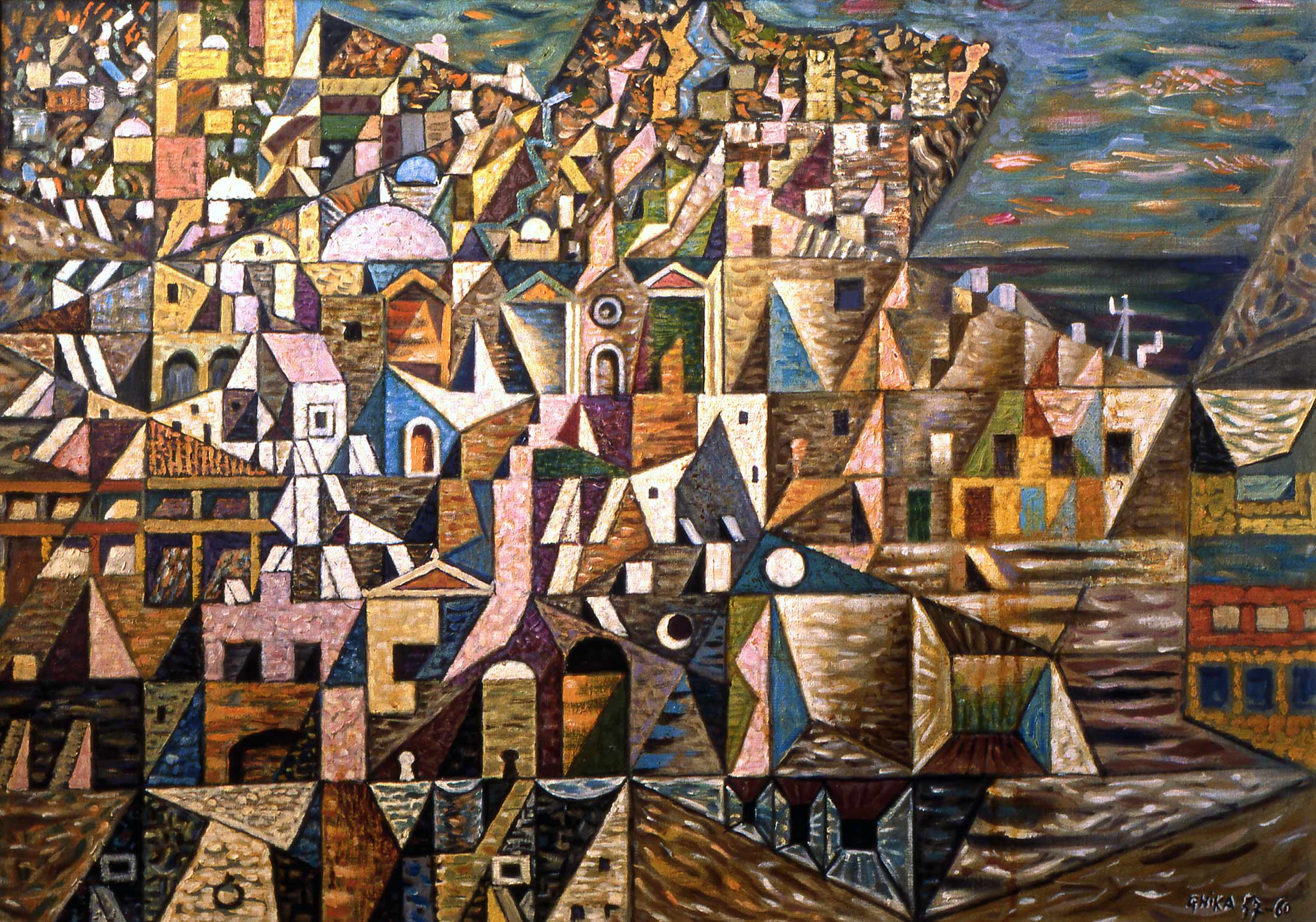 Detail from 'Hydra Port at Sunset' (1957-60) by Nikos Hadjikyriakos-Ghika