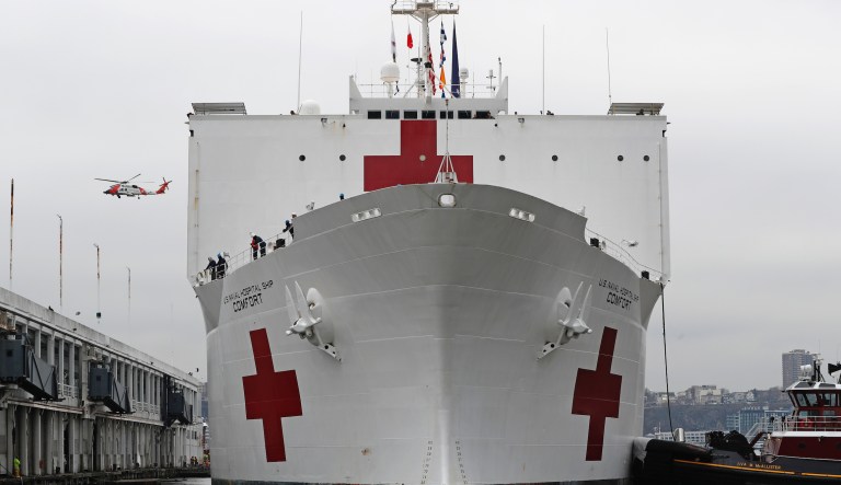 Crew member of hospital ship sent to New York tests positive for coronavirus