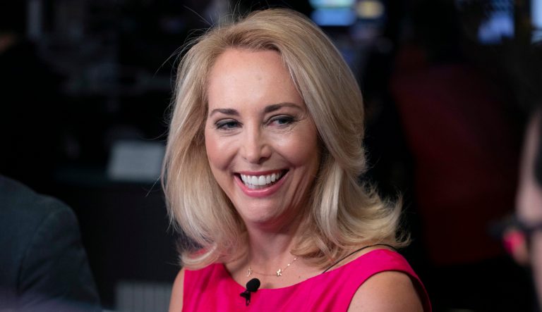 Former undercover CIA officer Valerie Plame is interviewed on Cheddar, on the floor of the New York Stock Exchange, Monday, Oct. 22, 2018. 