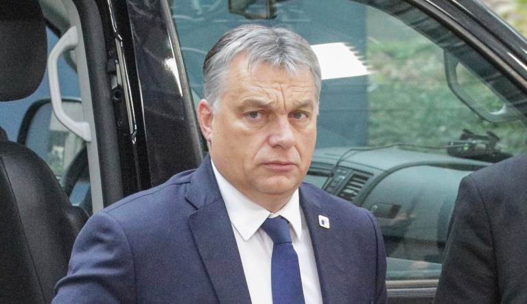 Hungary's Prime Minister Victor Orban arrives on the second day of the EU summit in Brussels, Friday, Oct. 21, 2016.