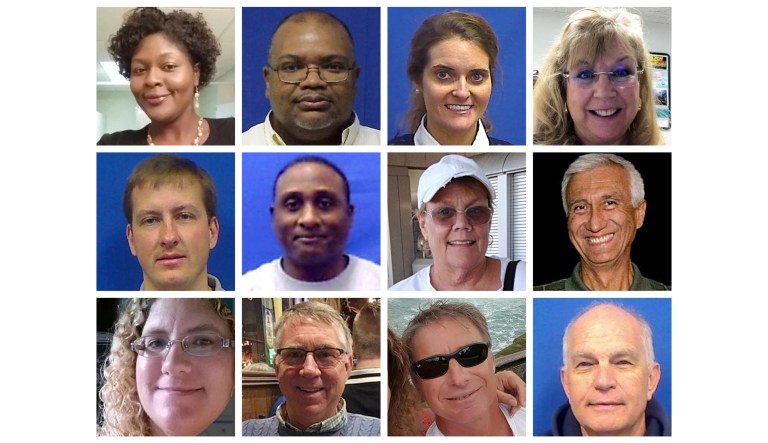This combination of photos provided by the City of Virginia Beach on Saturday, June 1, 2019 shows victims of Friday's shooting at a municipal building in Virginia Beach, Va. Top row from left are Laquita C. Brown, Ryan Keith Cox, Tara Welch Gallagher and Mary Louise Gayle. Middle row from left are Alexander Mikhail Gusev, Joshua O. Hardy, Michelle "Missy" Langer and Richard H. Nettleton. Bottom row from left are Katherine A. Nixon, Christopher Kelly Rapp, Herbert "Bert" Snelling and Robert "Bobby" Williams. 
