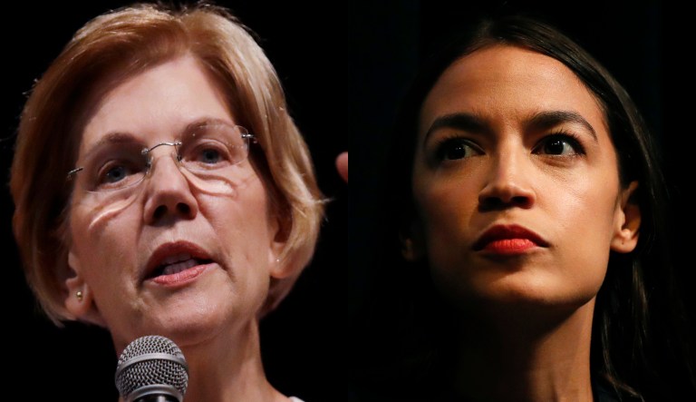 Elizabeth Warren and Alexandria Ocasio-Cortez.
