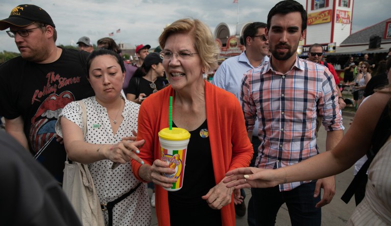 Elizabeth walks through the Iowa State Fair, Friday, August 9, 2019, in Des Moines, Iowa. 