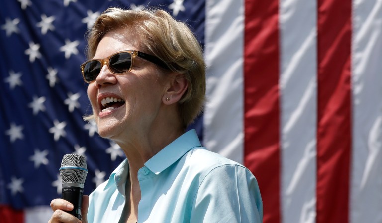 Democratic presidential candidate Sen. Elizabeth Warren, D-Massachusetts, speaks at a campaign event in Bow, New Hampshire.