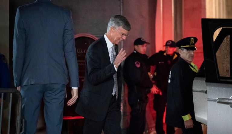 Top U.S. diplomat in Ukraine, William Taylor, departs the Capitol after testifying in the Democrats' impeachment investigation of President Donald Trump, in Washington, Tuesday, Oct. 22, 2019.