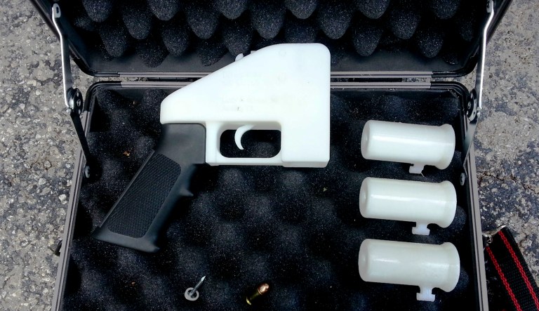 A picture of the Liberator, a 3D-printed gun model by Defense Distributed, is pictured above.