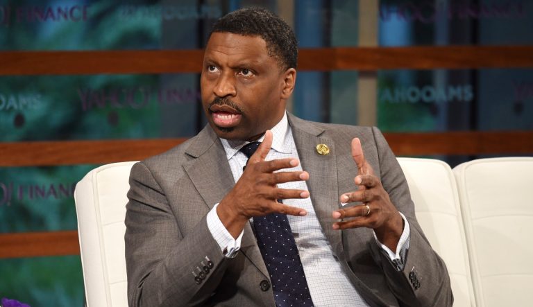 NAACP pPresident and CEO Derrick Johnson participates in the Yahoo Finance All Markets Summit: A World of Change at The TimesCenter on Thursday, Sept. 20, 2018, in New York.