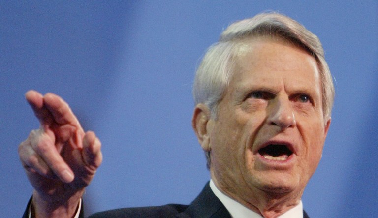 Democratic Sen. Zell Miller, of Georgia, gives the keynote address at the Republican National Convention Wednesday, Sept.1, 2004, in New York.