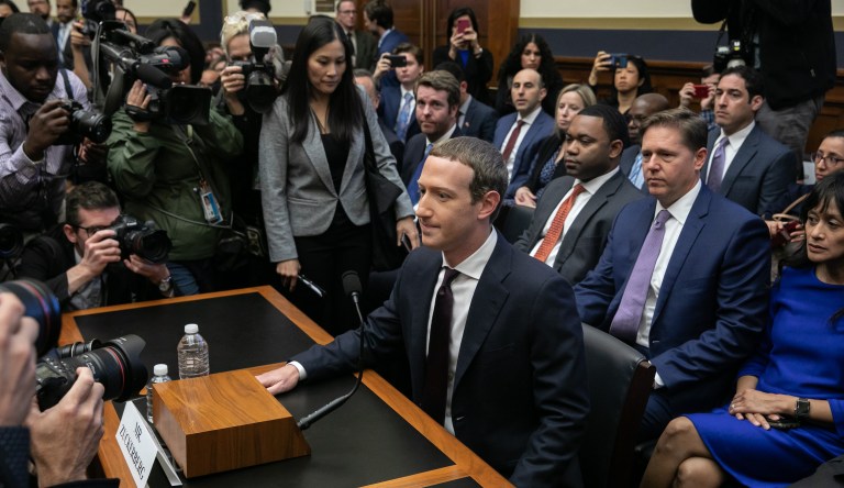Facebook CEO Mark Zuckerberg testifies before the House Financial Services Committee.