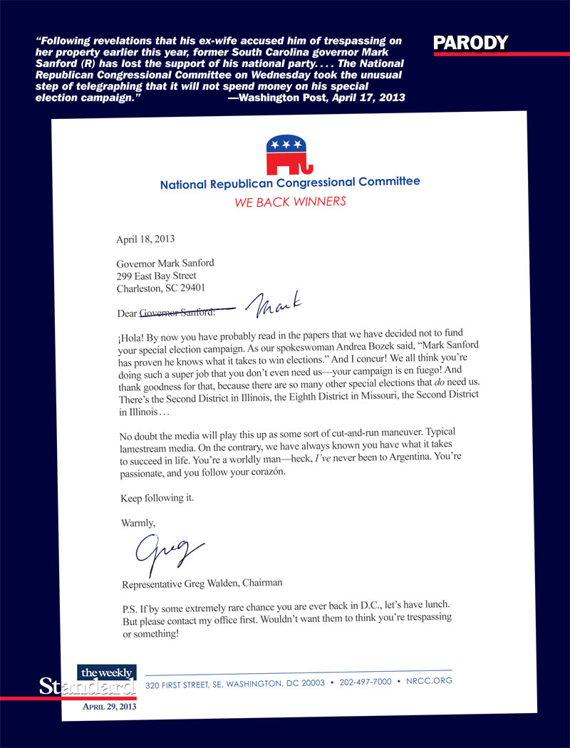 The NRCC puts a restraining order on Mark Sanford