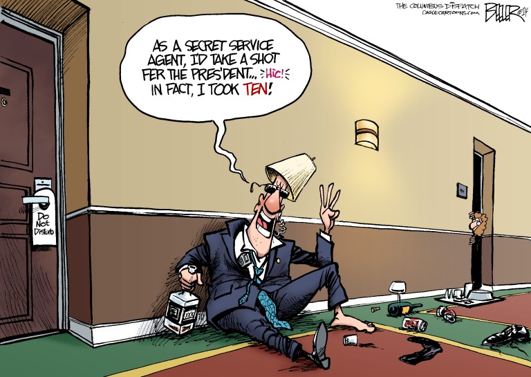 Editorial cartoon: Take a shot for the president