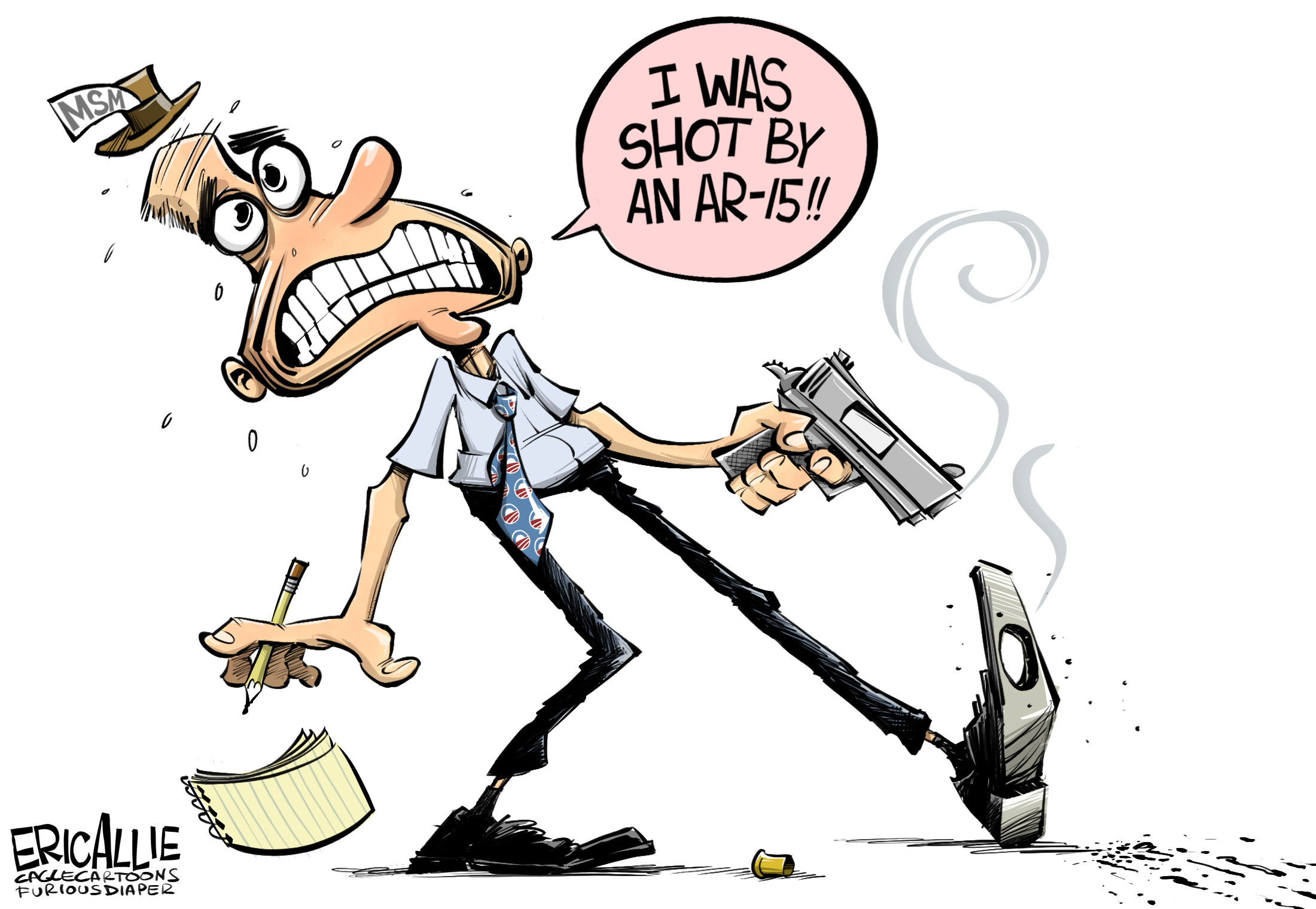 Editorial cartoon: In the foot
