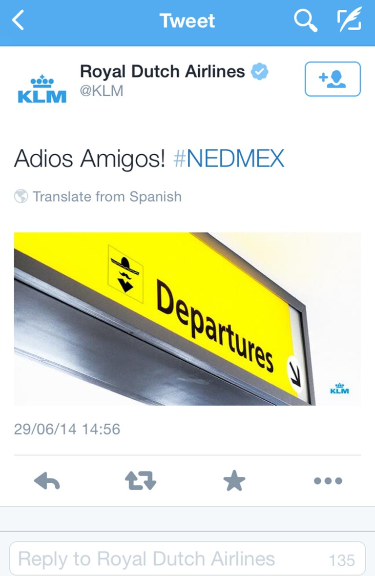 Bad Tweet: Dutch airline angers Mexico soccer fans