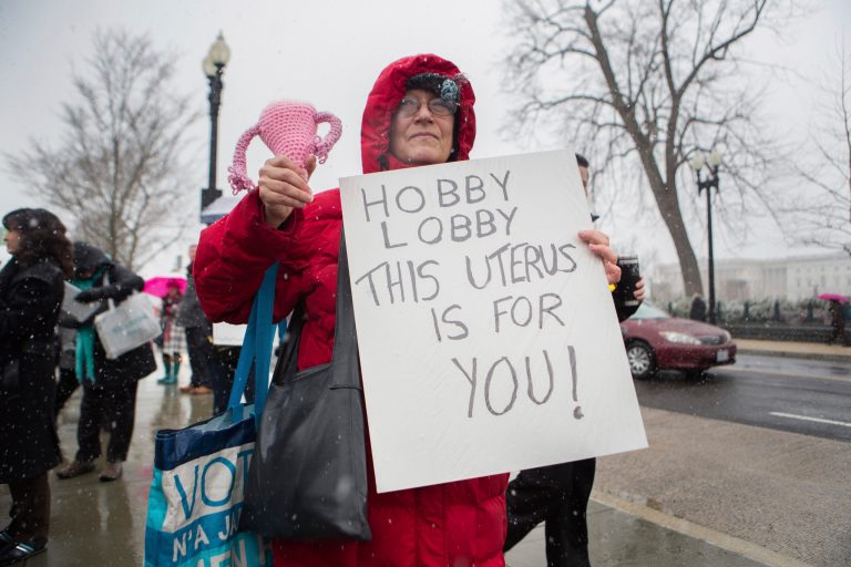 Activists duel as Hobby Lobby case reaches the Supreme Court