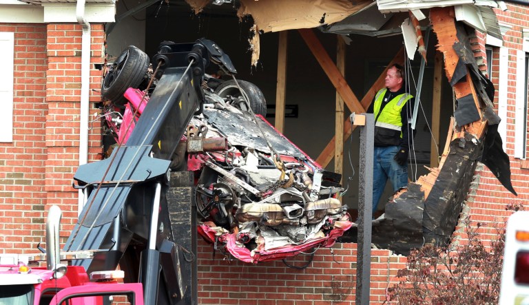 ‘Probably joyriding’: Porsche driver launches into second floor of building in fatal crash