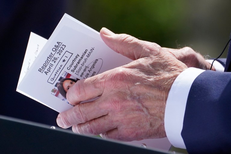 White House says it is ‘normal’ to prepare Biden for press conferences after cheat sheet photographed