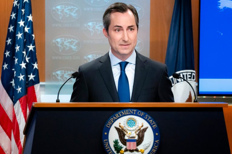 State Department spokesperson Matthew Miller answers questions during a news briefing at the State Department on Tuesday, July 18, 2023, in Washington.
