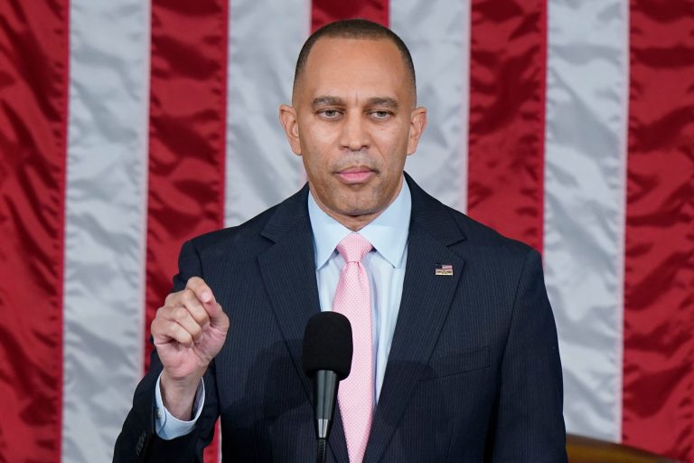 House Minority Leader Hakeem Jeffries (D-NY) speaks after Republicans elected Rep. Mike Johnson (R-LA) to be the new House speaker, at the Capitol in Washington, Wednesday, Oct. 25, 2023.