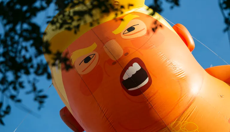 Baby Trump balloon makes first appearance after knifing incident