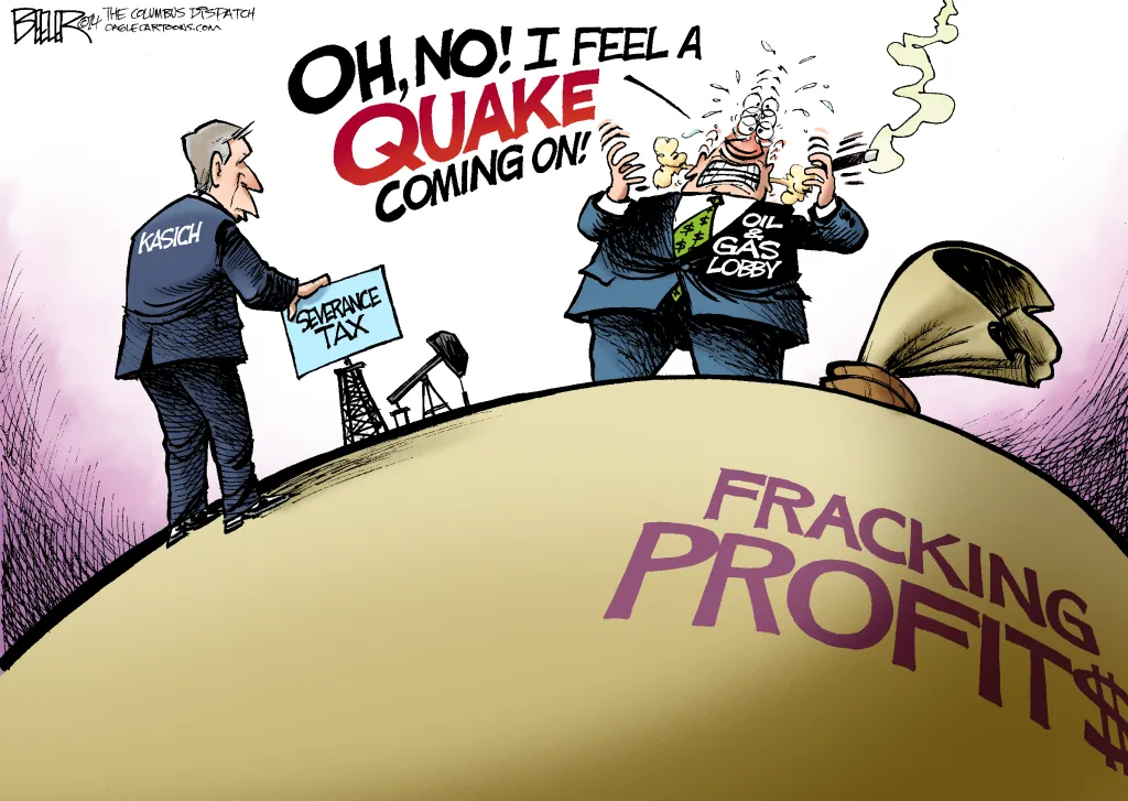 Editorial cartoon: Taxing fracking
