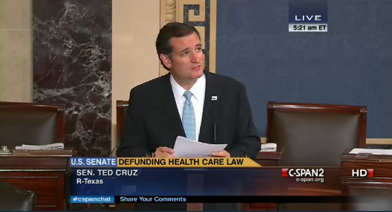 Ted Cruz anti-Obamacare filibuster fails to make America’s front pages