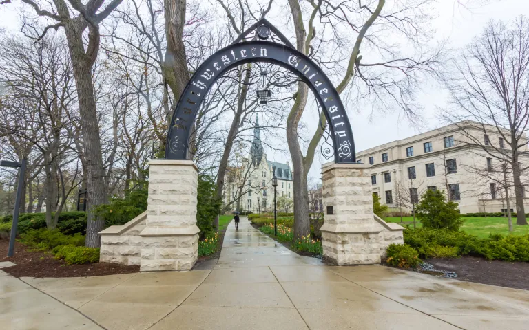 Weber Arch and University Hall at Northwestern University.