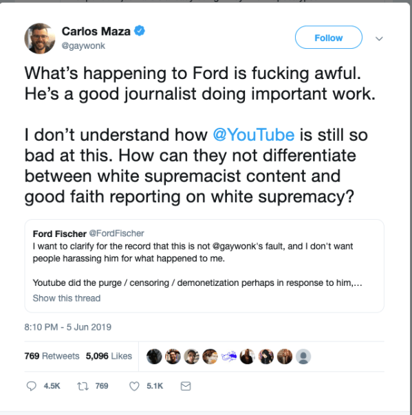 Journalist’s account demonetized after YouTube targets hateful content