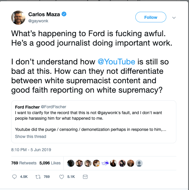 Journalist’s account demonetized after YouTube targets hateful content