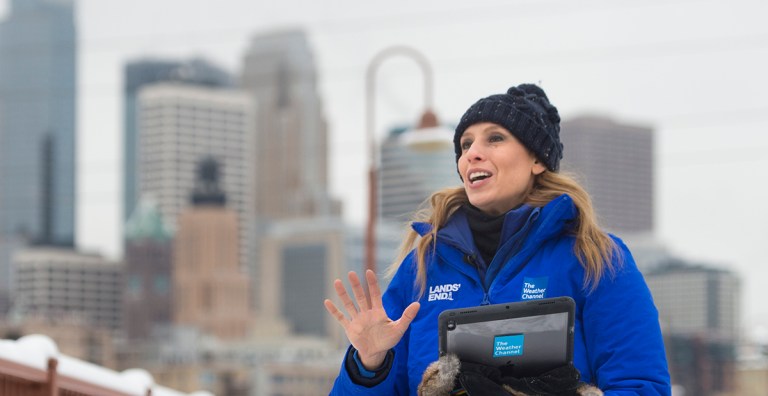 Weather Channel’s Stephanie Abrams nearly hit by flying debris while covering Hurricane Laura