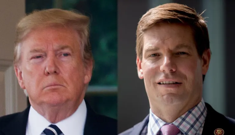 President Donald Trump and Rep. Eric Swalwell (D-CA).